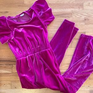 Crewcuts Girl's Velvet Flutter Sleeve Jumpsuit